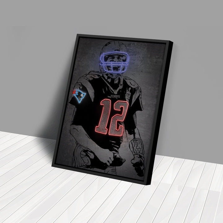 Tom Brady Neon Canvas Art | Modern Wall Decor for Patriots Fans - CanvasNeon