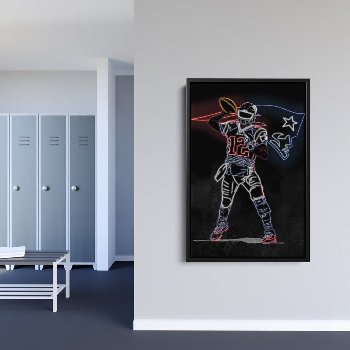 Tom Brady Neon Canvas Art | Patriots Wall Decor - CanvasNeon