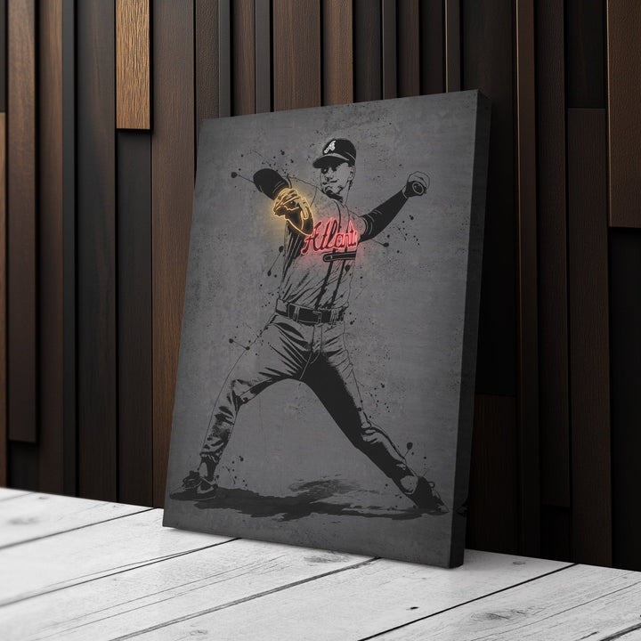 Tom Glavine Neon Canvas Art | Modern Wall Decor for Braves Fans - CanvasNeon