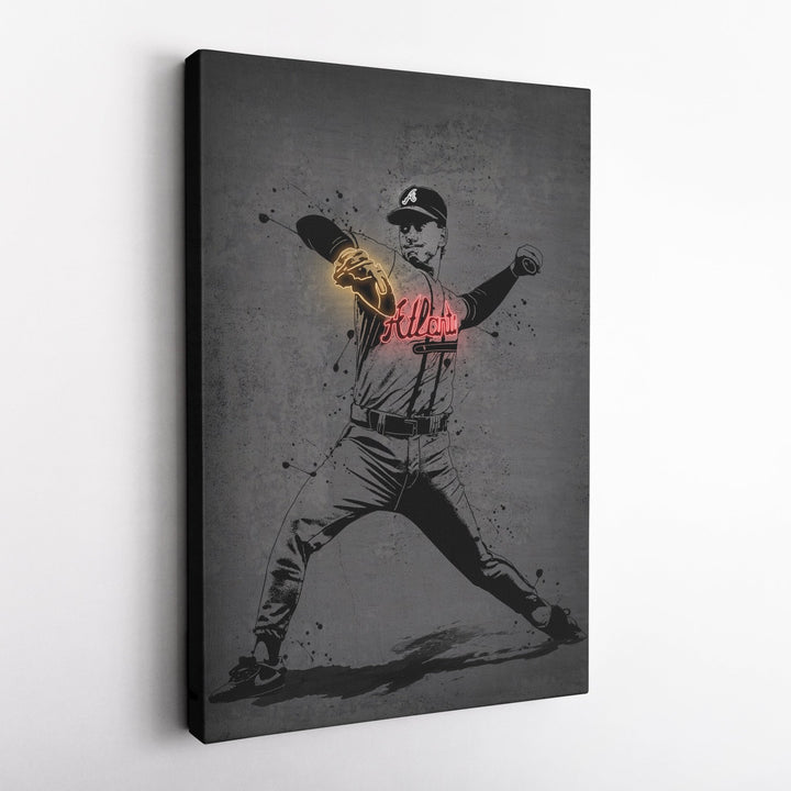 Tom Glavine Neon Canvas Art | Modern Wall Decor for Braves Fans - CanvasNeon