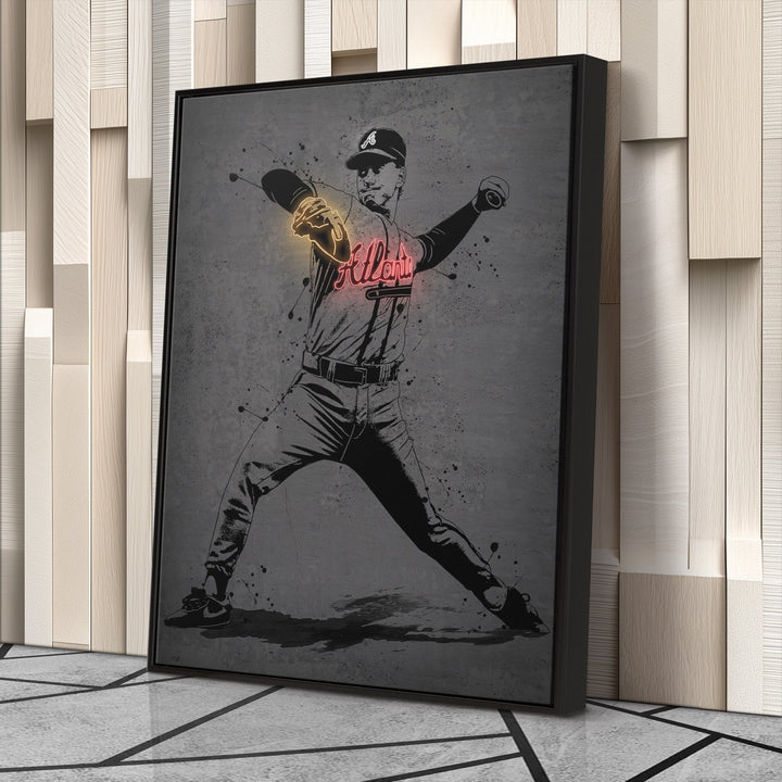 Tom Glavine Neon Canvas Art | Modern Wall Decor for Braves Fans - CanvasNeon