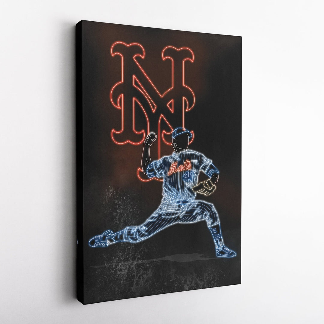 Tom Seaver Neon Canvas Art | Mets Wall Decor - CanvasNeon