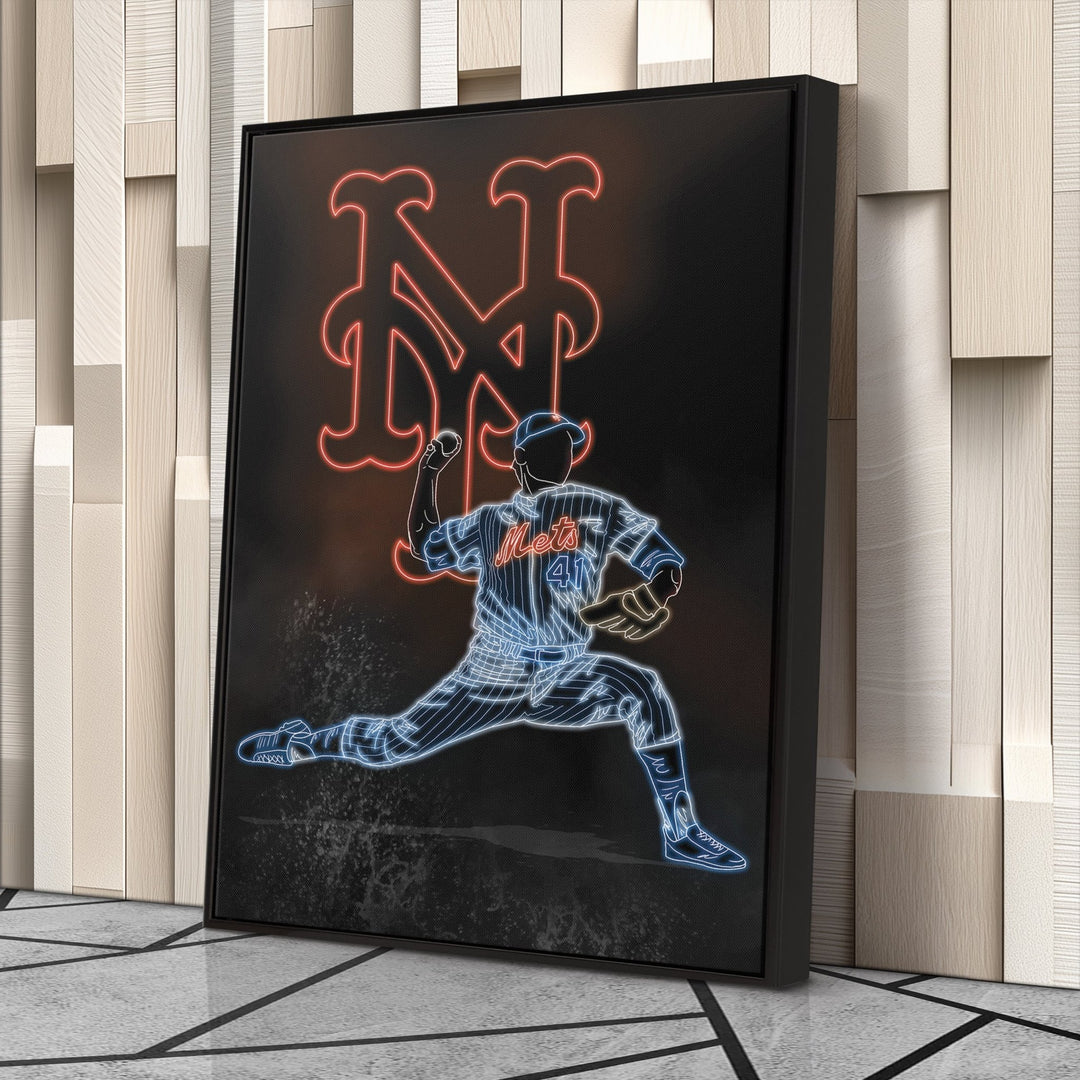 Tom Seaver Neon Canvas Art | Mets Wall Decor - CanvasNeon