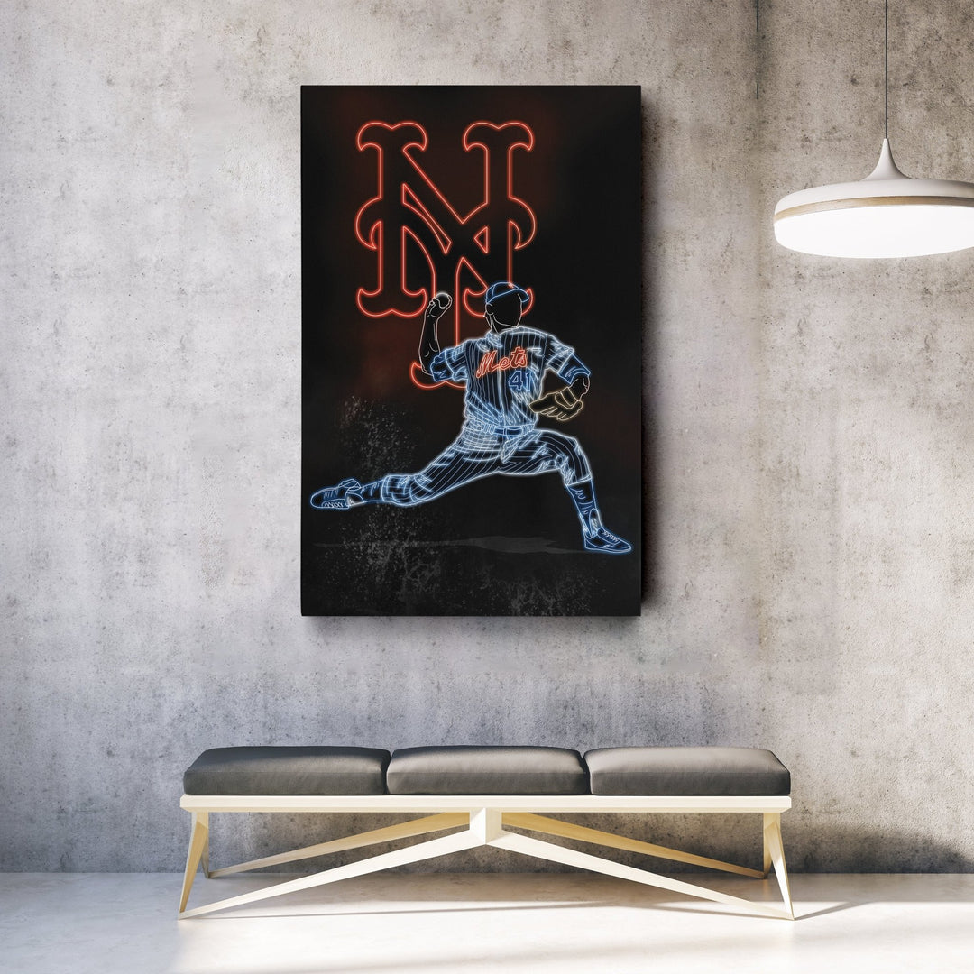 Tom Seaver Neon Canvas Art | Mets Wall Decor - CanvasNeon
