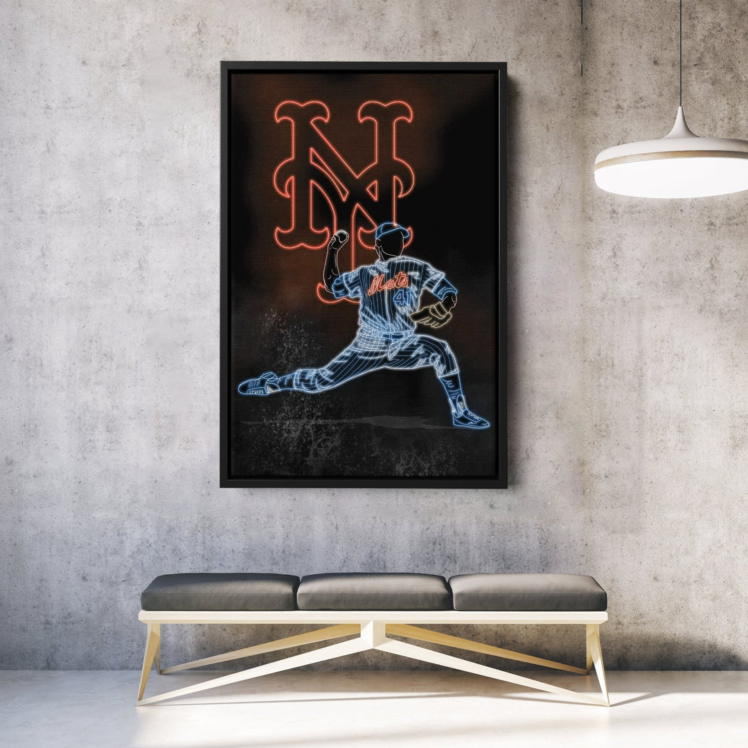 Tom Seaver Neon Canvas Art | Mets Wall Decor - CanvasNeon