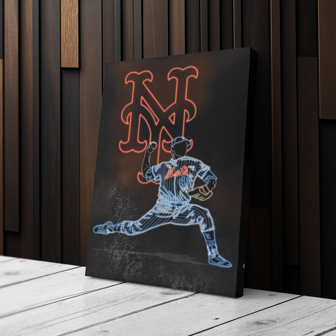 Tom Seaver Neon Canvas Art | Mets Wall Decor - CanvasNeon