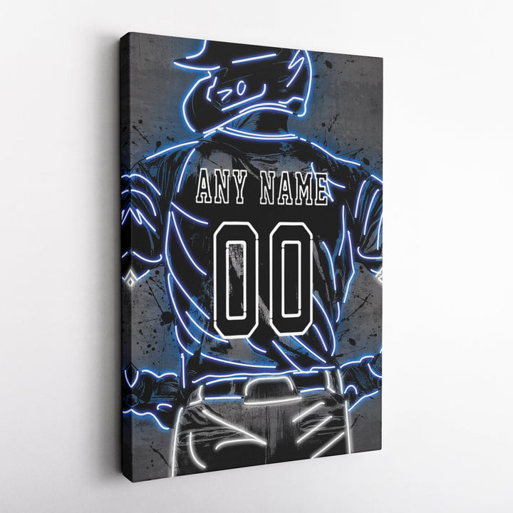 Toronto Blue Jays Custom Jersey Canvas | Neon Wall Art - CanvasNeon