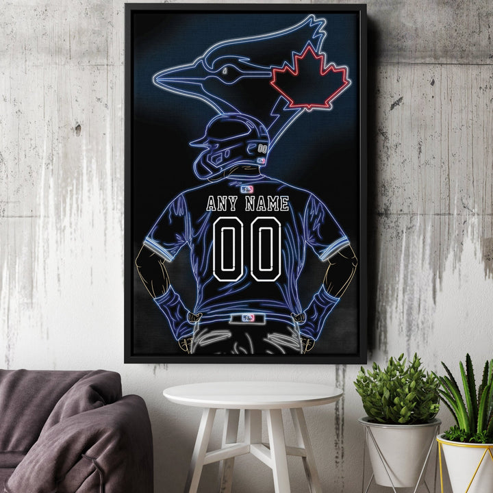 Toronto Blue Jays Personalized Jersey Canvas | Neon Wall Art - CanvasNeon