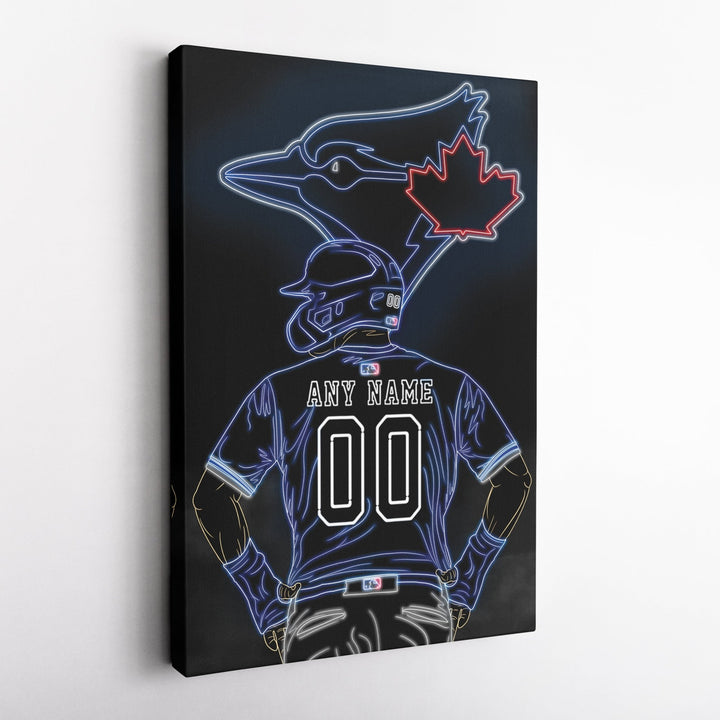 Toronto Blue Jays Personalized Jersey Canvas | Neon Wall Art - CanvasNeon