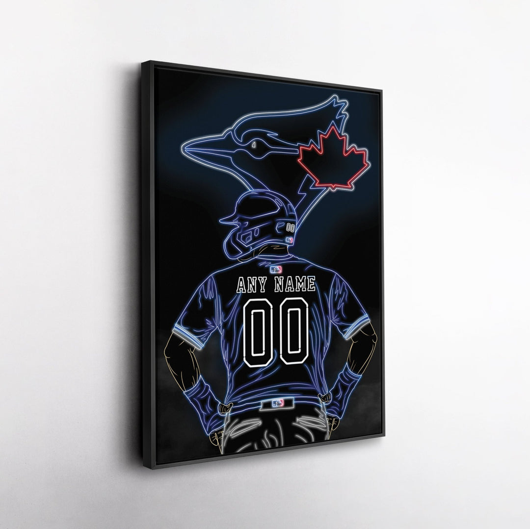 Toronto Blue Jays Personalized Jersey Canvas | Neon Wall Art - CanvasNeon