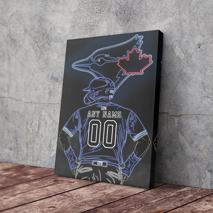 Toronto Blue Jays Personalized Jersey Canvas | Neon Wall Art - CanvasNeon