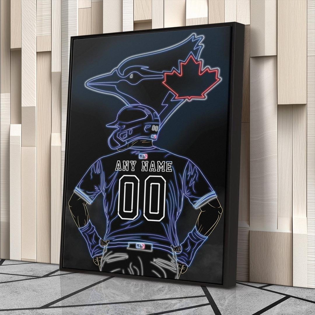 Toronto Blue Jays Personalized Jersey Canvas | Neon Wall Art - CanvasNeon