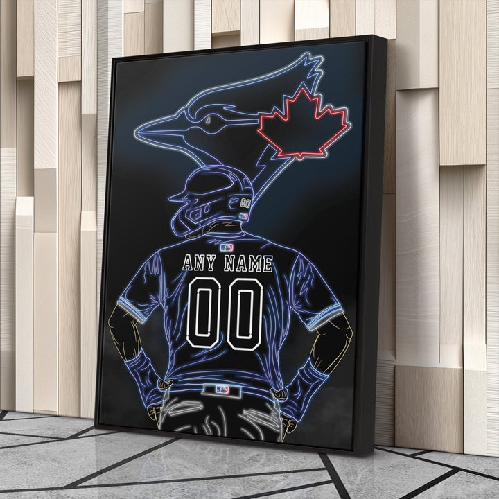 Toronto Blue Jays Personalized Jersey Canvas | Neon Wall Art - CanvasNeon