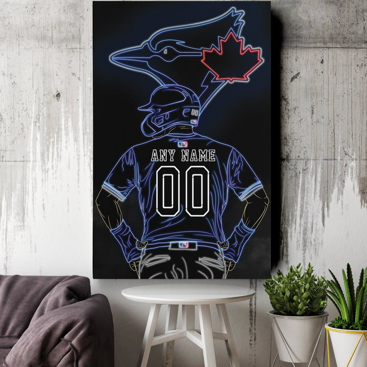 Toronto Blue Jays Personalized Jersey Canvas | Neon Wall Art - CanvasNeon