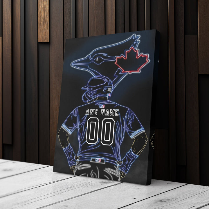 Toronto Blue Jays Personalized Jersey Canvas | Neon Wall Art - CanvasNeon