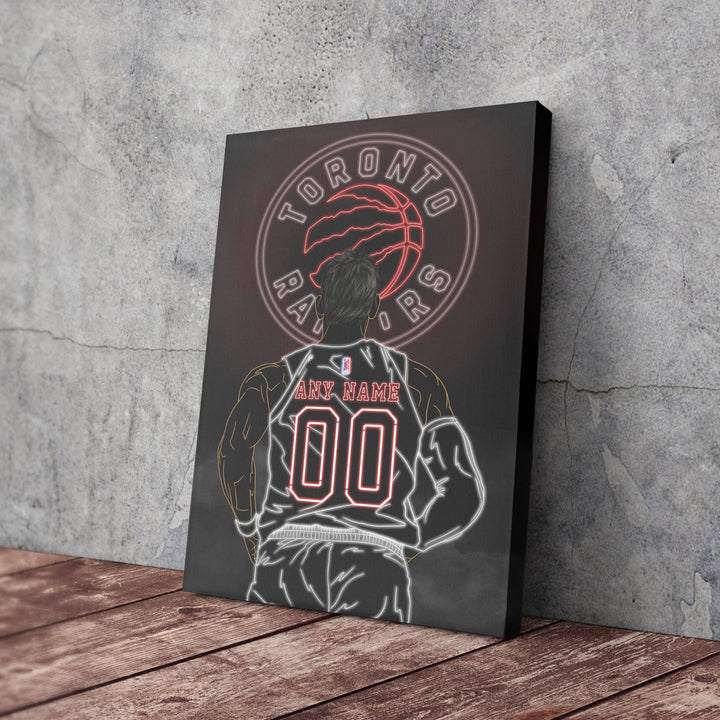 Toronto Raptors Personalized Jersey Canvas | Neon Wall Art - CanvasNeon