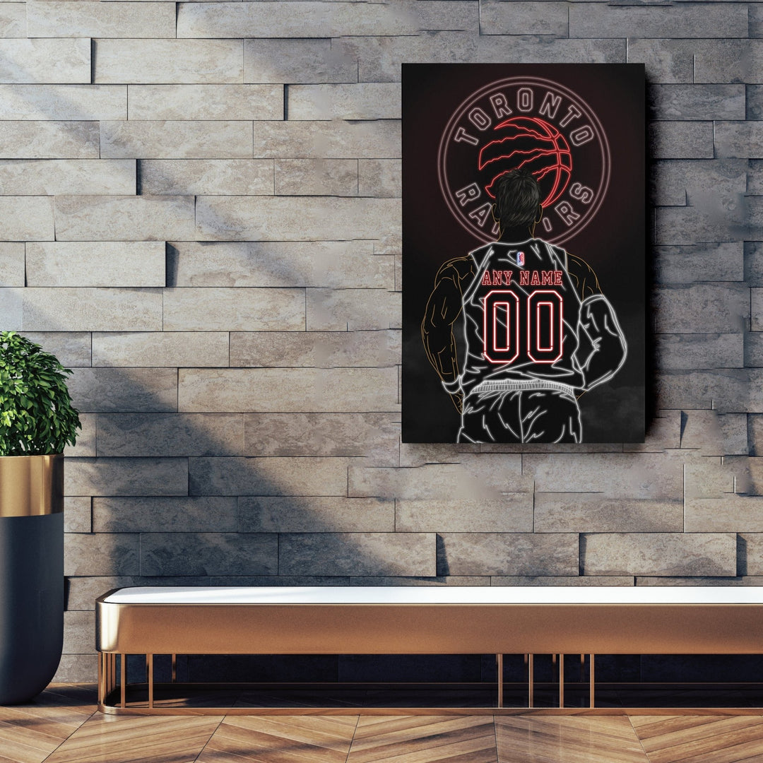 Toronto Raptors Personalized Jersey Canvas | Neon Wall Art - CanvasNeon