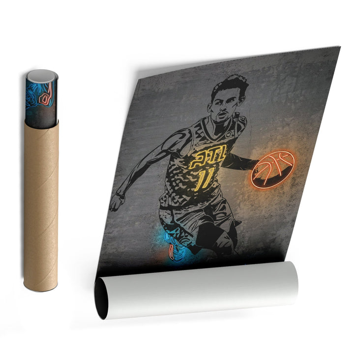 Trae Young Neon Canvas Art | Modern Wall Decor for Hawks Fans - CanvasNeon