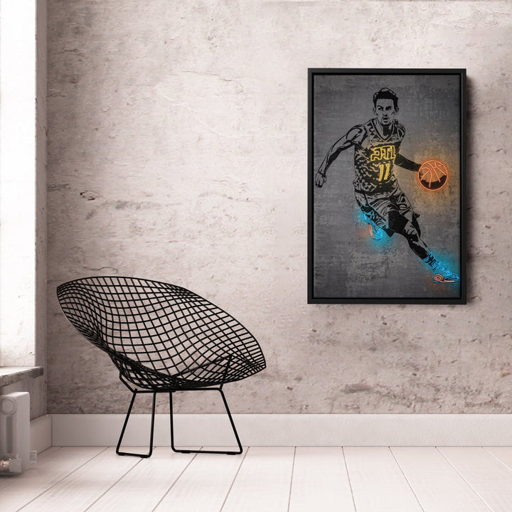 Trae Young Neon Canvas Art | Modern Wall Decor for Hawks Fans - CanvasNeon