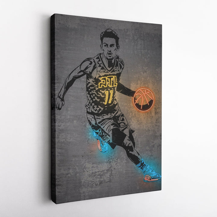 Trae Young Neon Canvas Art | Modern Wall Decor for Hawks Fans - CanvasNeon