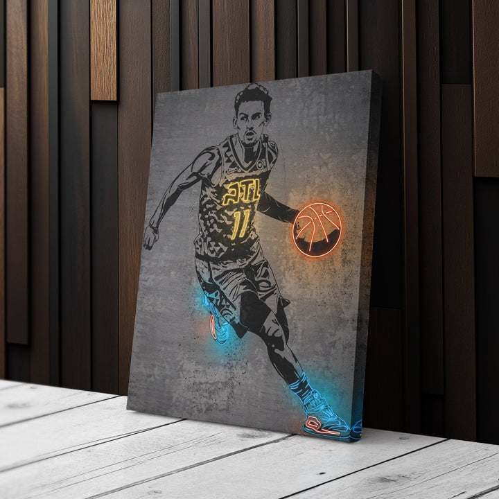 Trae Young Neon Canvas Art | Modern Wall Decor for Hawks Fans - CanvasNeon