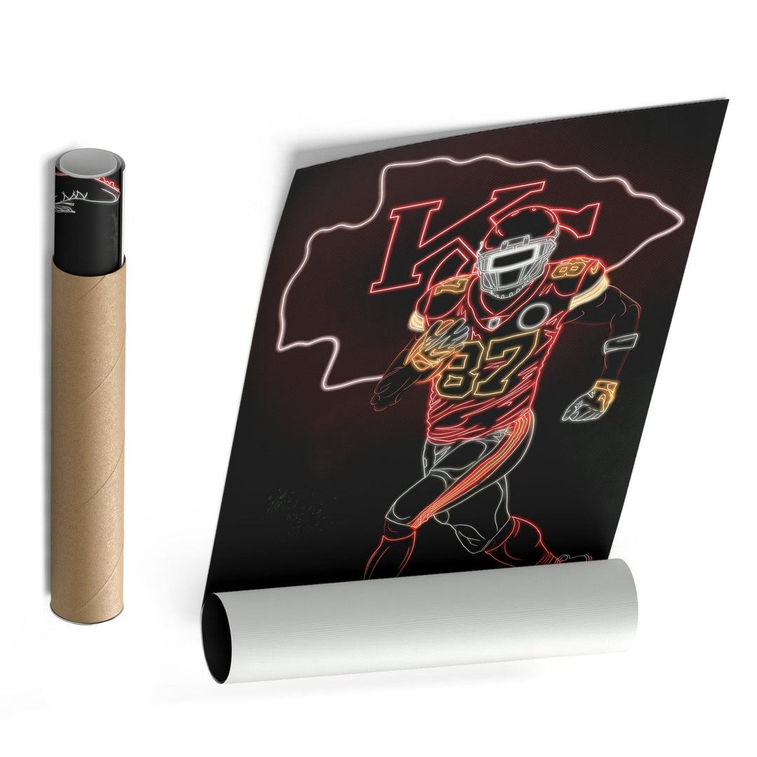 Travis Kelce Neon Canvas Art | Chiefs Wall Decor - CanvasNeon