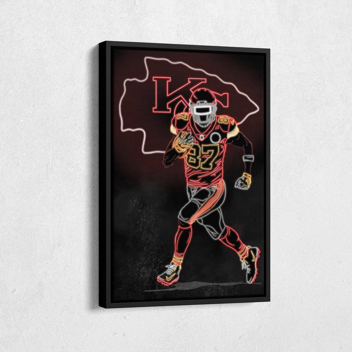Travis Kelce Neon Canvas Art | Chiefs Wall Decor - CanvasNeon