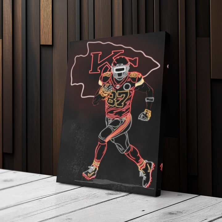 Travis Kelce Neon Canvas Art | Chiefs Wall Decor - CanvasNeon