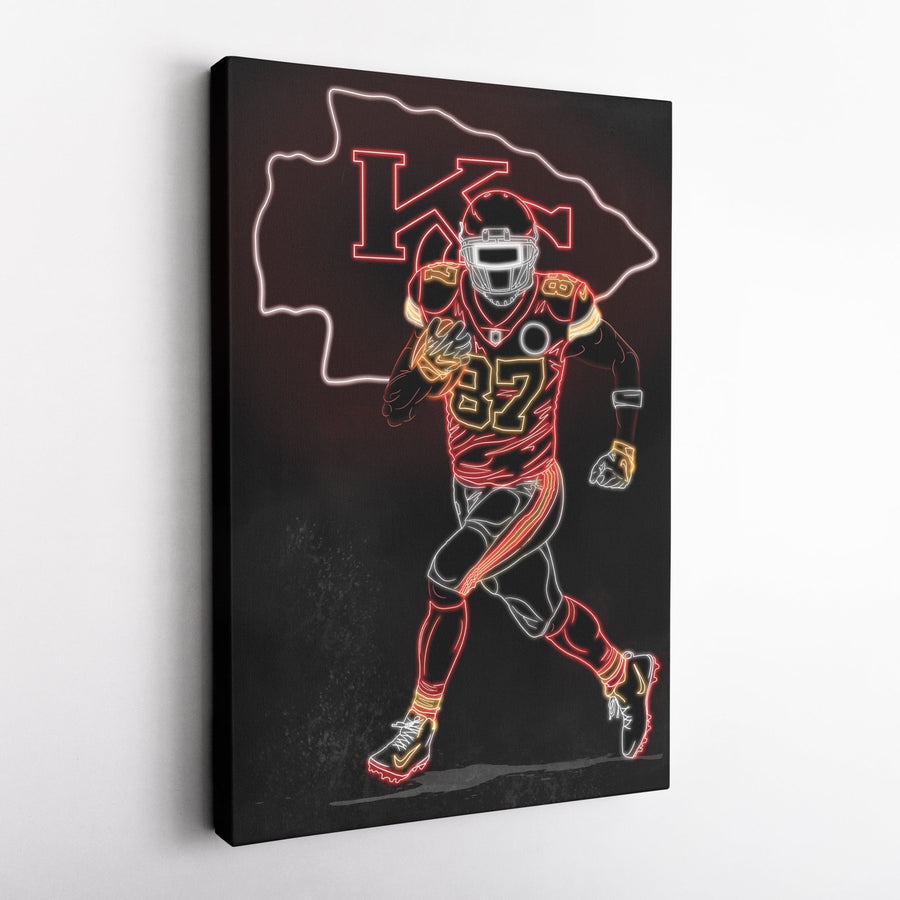 Travis Kelce Neon Canvas Art | Chiefs Wall Decor - CanvasNeon