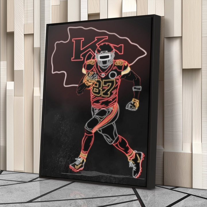 Travis Kelce Neon Canvas Art | Chiefs Wall Decor - CanvasNeon