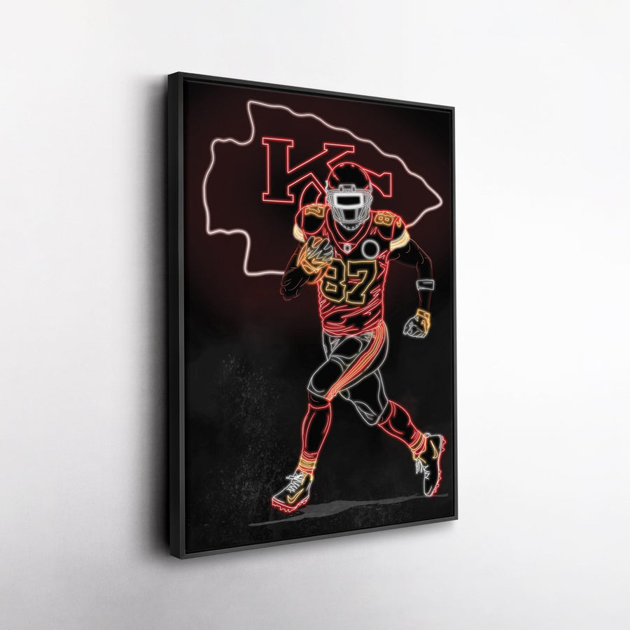 Travis Kelce Neon Canvas Art | Chiefs Wall Decor - CanvasNeon