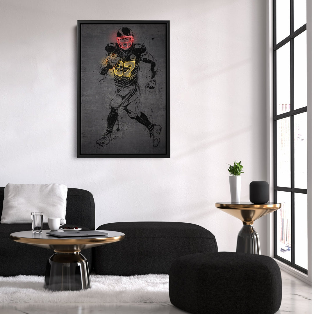Travis Kelce Neon Canvas Art | Modern Wall Decor for Chiefs Fans - CanvasNeon