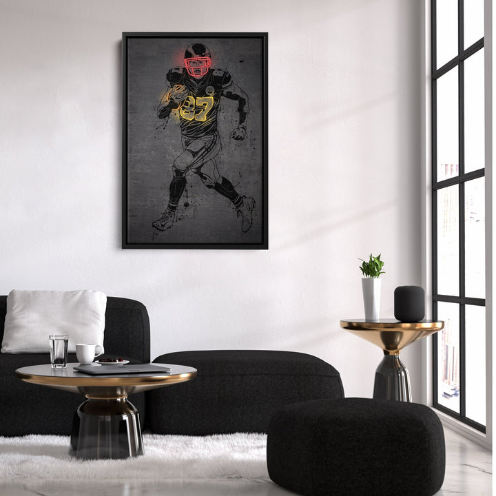 Travis Kelce Neon Canvas Art | Modern Wall Decor for Chiefs Fans - CanvasNeon