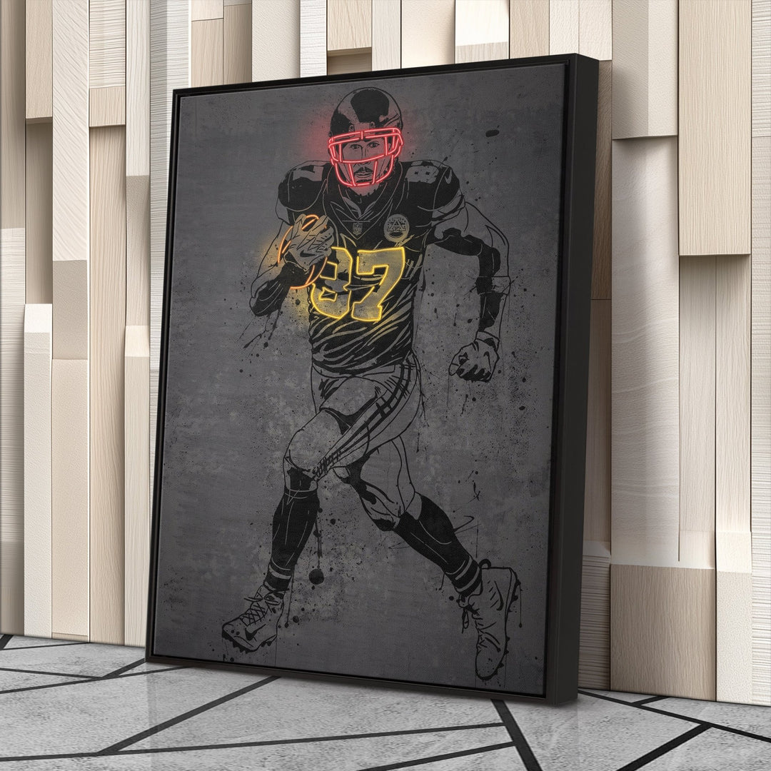 Travis Kelce Neon Canvas Art | Modern Wall Decor for Chiefs Fans - CanvasNeon