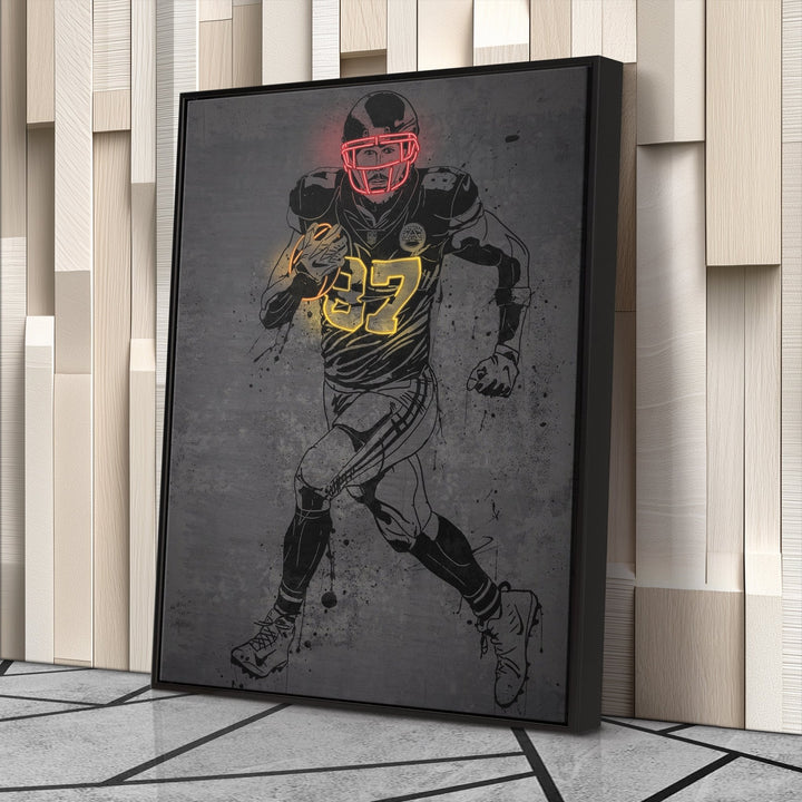 Travis Kelce Neon Canvas Art | Modern Wall Decor for Chiefs Fans - CanvasNeon