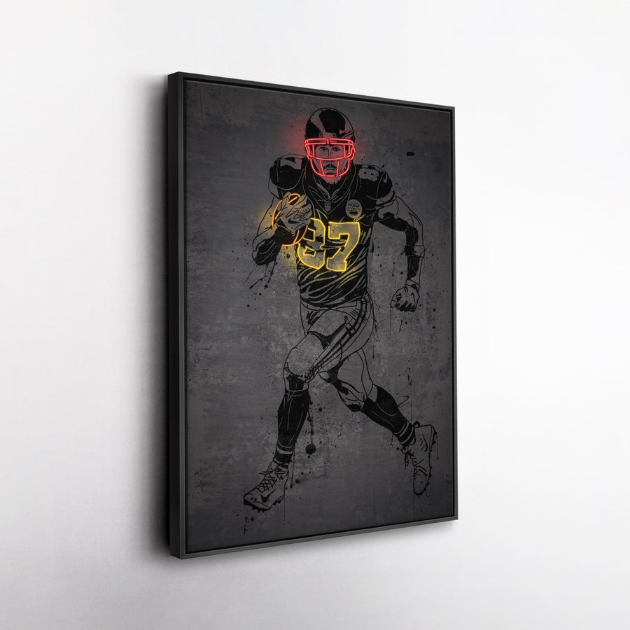 Travis Kelce Neon Canvas Art | Modern Wall Decor for Chiefs Fans - CanvasNeon