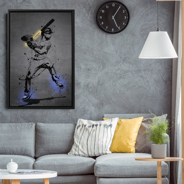 Trea Turner Neon Canvas Art | Modern Wall Decor for Dodgers Fans - CanvasNeon