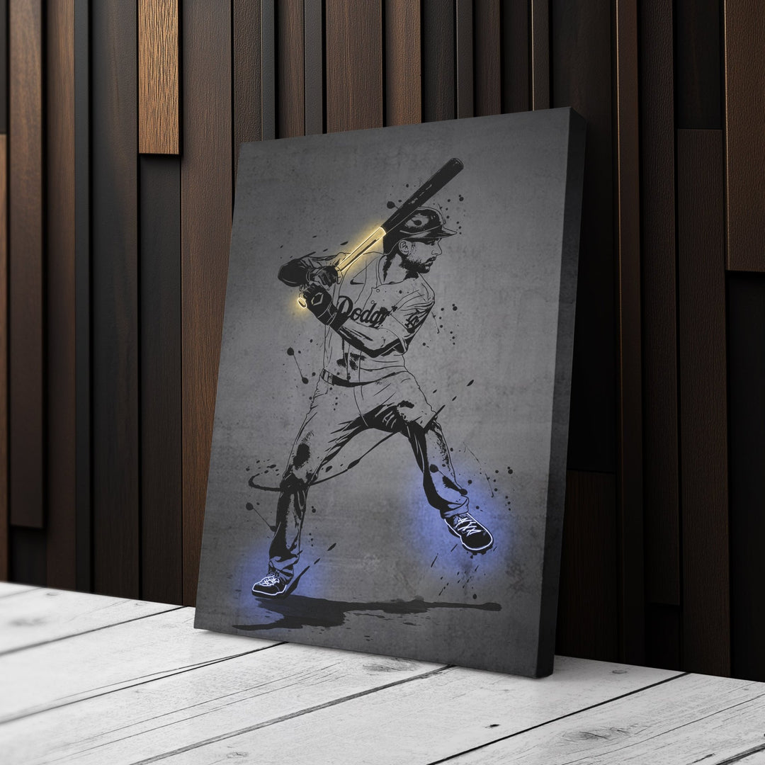 Trea Turner Neon Canvas Art | Modern Wall Decor for Dodgers Fans - CanvasNeon