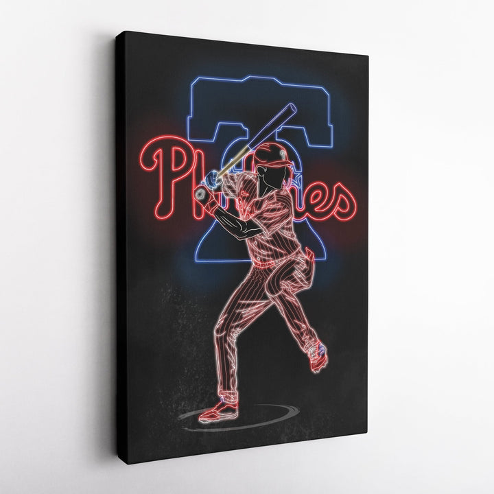 Trea Turner Neon Canvas Art | Phillies Wall Decor - CanvasNeon