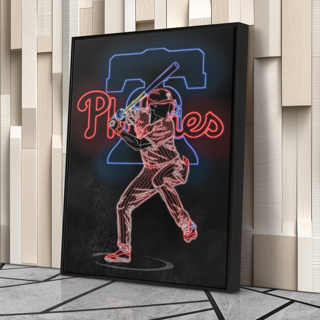 Trea Turner Neon Canvas Art | Phillies Wall Decor - CanvasNeon