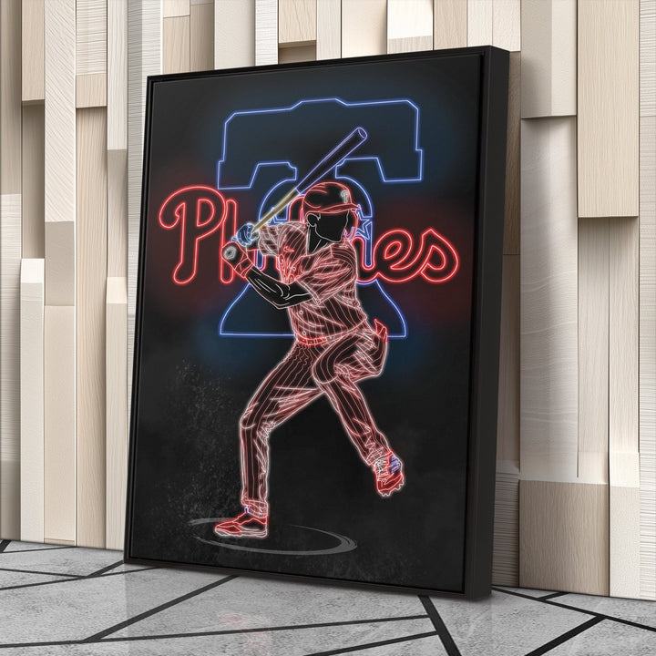 Trea Turner Neon Canvas Art | Phillies Wall Decor - CanvasNeon