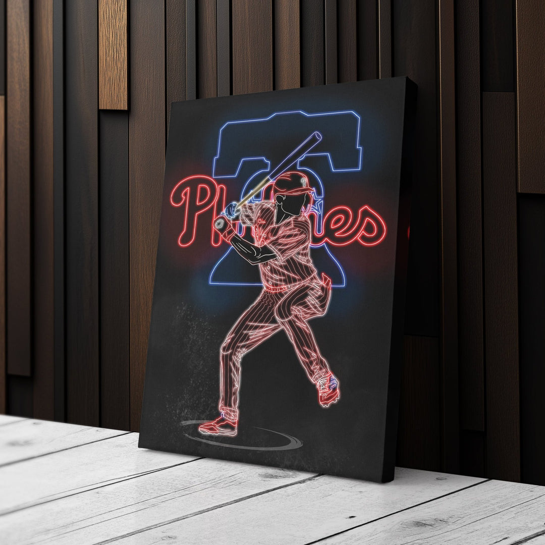 Trea Turner Neon Canvas Art | Phillies Wall Decor - CanvasNeon