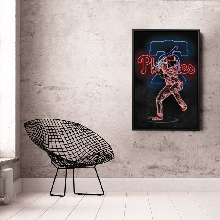 Trea Turner Neon Canvas Art | Phillies Wall Decor - CanvasNeon