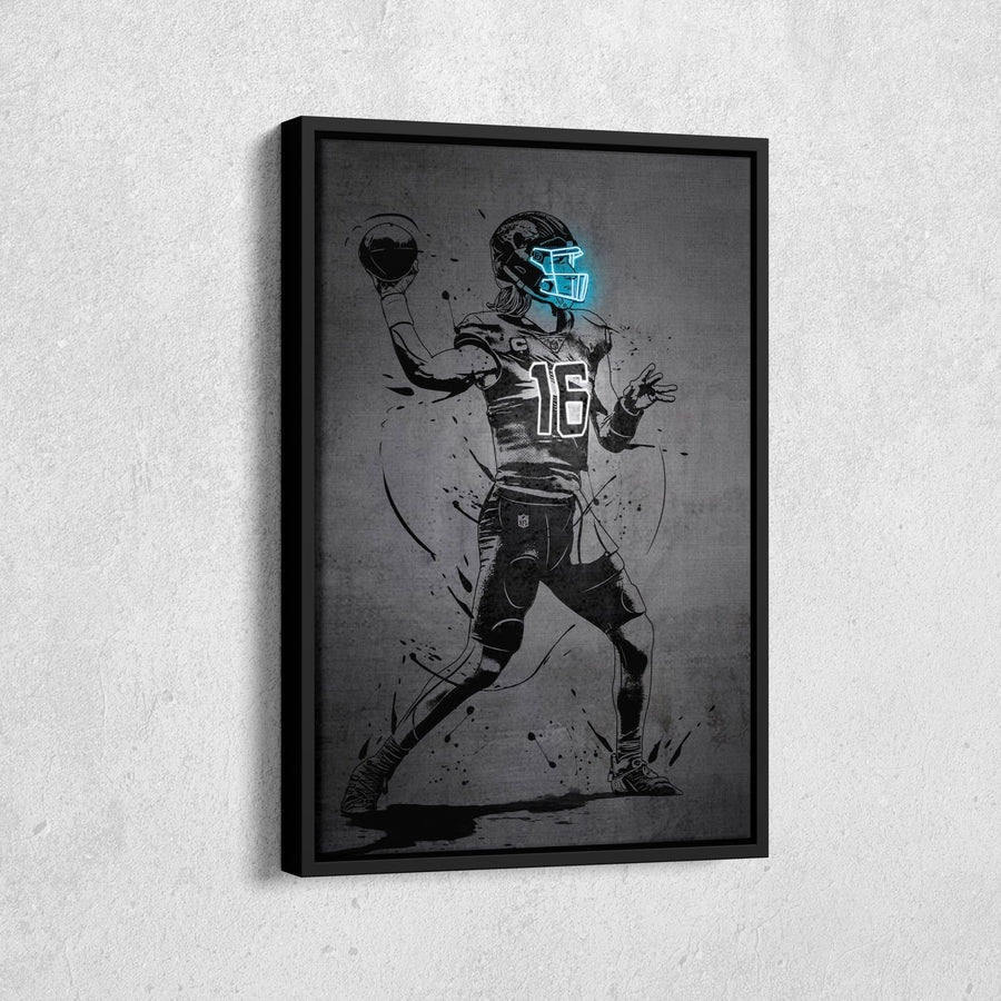 Trevor Lawrence Neon Canvas Art | Modern Wall Decor for Jaguars Fans - CanvasNeon