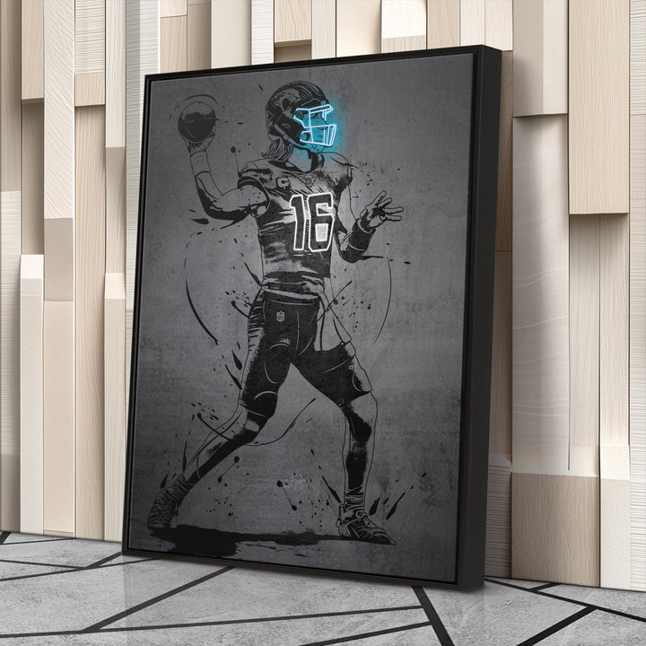 Trevor Lawrence Neon Canvas Art | Modern Wall Decor for Jaguars Fans - CanvasNeon