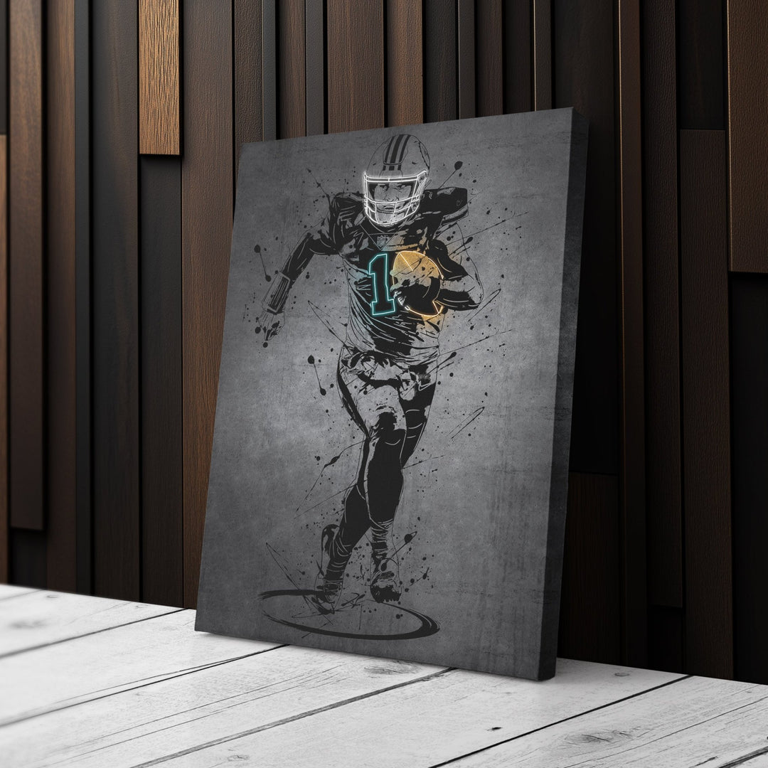 Tua Tagovailoa Neon Canvas Art | Modern Wall Decor for Dolphins Fans - CanvasNeon