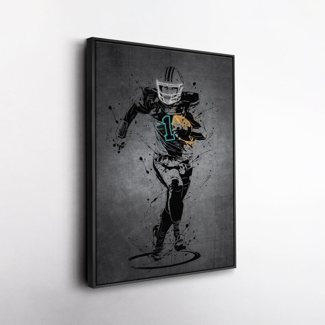 Tua Tagovailoa Neon Canvas Art | Modern Wall Decor for Dolphins Fans - CanvasNeon