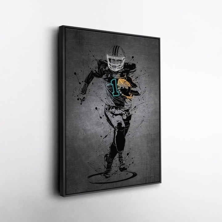Tua Tagovailoa Neon Canvas Art | Modern Wall Decor for Dolphins Fans - CanvasNeon
