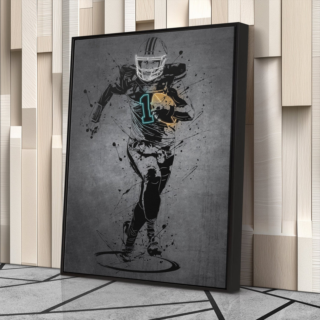 Tua Tagovailoa Neon Canvas Art | Modern Wall Decor for Dolphins Fans - CanvasNeon
