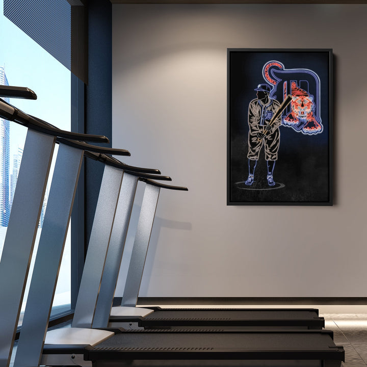 Ty Cobb Neon Canvas Art | Tigers Wall Decor - CanvasNeon